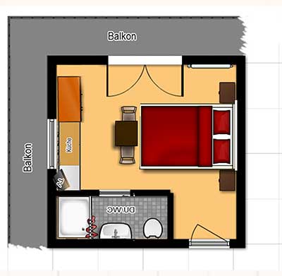 Floor plan of the cosy double room at Apartment Luttinger